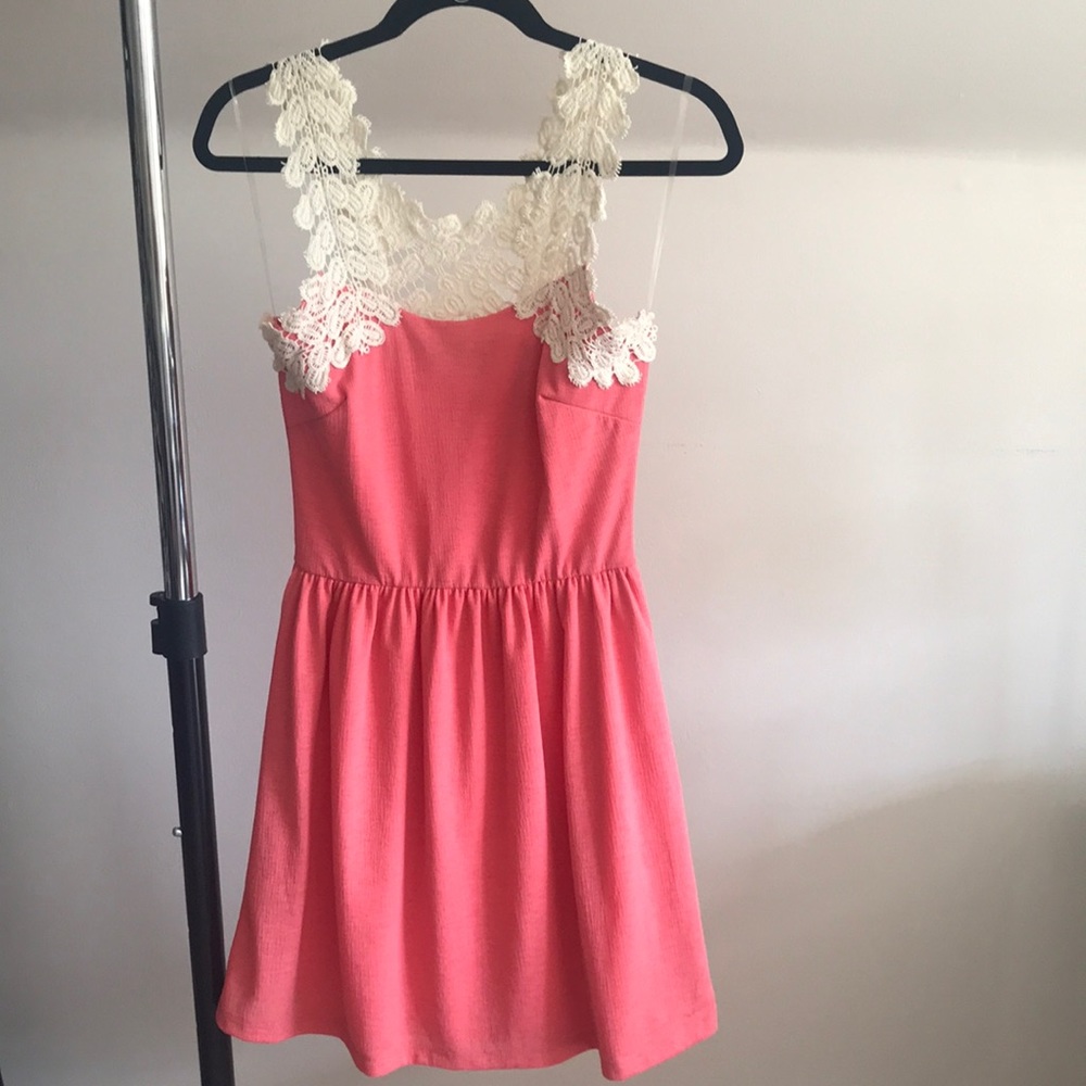 Dry Goods, Coral and Lace Mini Dress